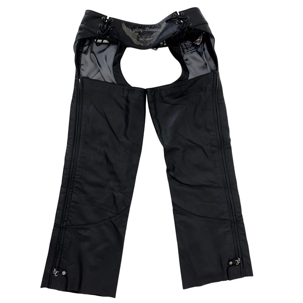 Harley Davidson Genuine Leather Chaps Motorcycle Black Size S Mens